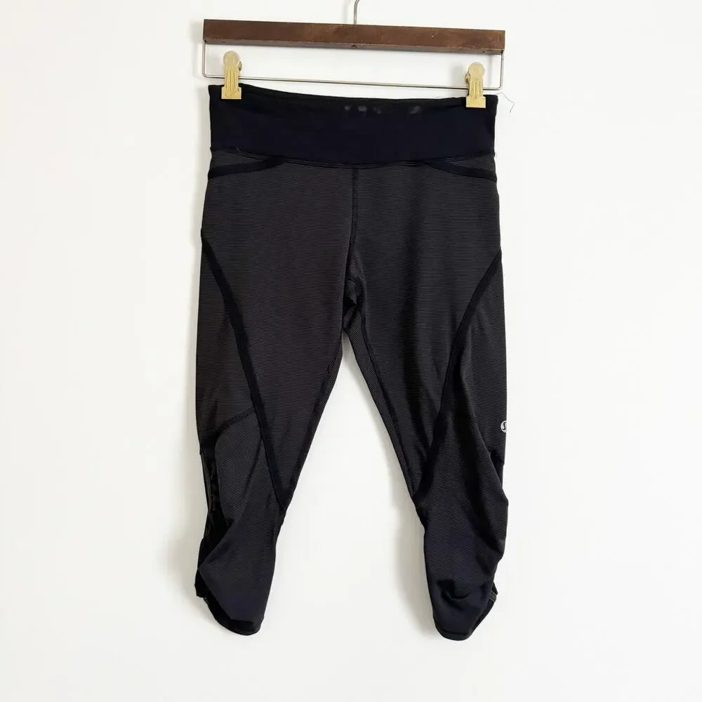 LULULEMON Run Pace Crop Leggings Wee Stripe Black 4